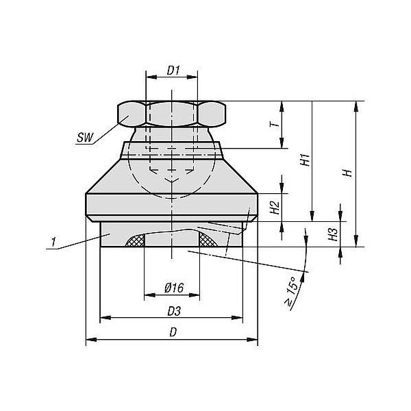 Swivel Feet With Vibration Absorption, Steel And Stainless Steel, Inch